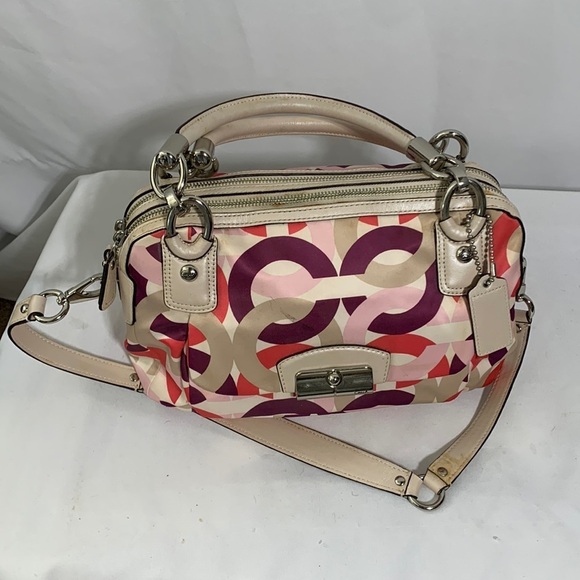 Coach Signature Scribble Print Crossbody Satchel – Multicolor Sateen & Leather - Picture 2 of 10